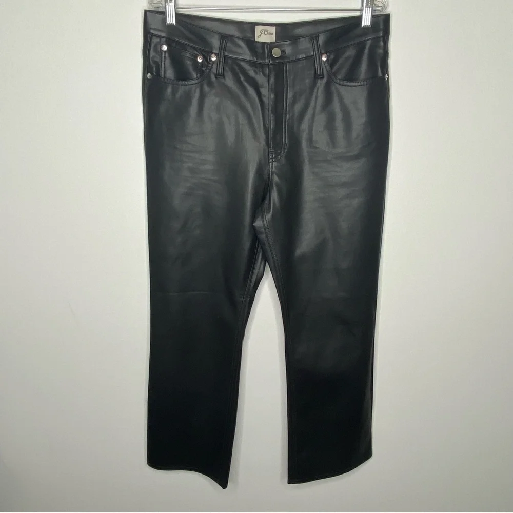 J. Crew Faux Leather High Rise Slim Demi Boot Pants